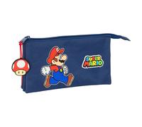 Safta Federmäppchen SUPER MARIO TRICK – bequem, widerstandsfähig – Dunkelblau/Rot – 22×3×12 cm
