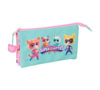 safta Superkitties Federmäppchen für Kinder, ideal für Kinder im Schulalter, bequem und vielseitig, Qualität und Widerstandsfähigkeit, 22 x 3 x 12 cm, Hellrosa/Pastelltürkis, M, Casual