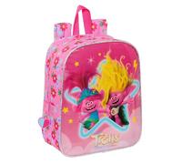 Safta TROLLS 3 Kinderrucksack, Kinderrucksack, Schulrucksack, anpassbar an Kinderwagen, ideal für Kindergarten, bequem und vielseitig, Qualität und Widerstandsfähigkeit, 22 x 10 x 27 cm, Rosa, Rosa,