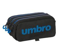 safta Umbro Jet Black Federmäppchen, Dreifachmäppchen für Kinder, ideal für Kinder im Schulalter, bequem und vielseitig, Qualität und Widerstandsfähigkeit, 21,5 x 8 x 10 cm, Schwarz, M, Casual