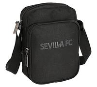 safta, Umhängetasche mit Außentasche von Sevilla FC Teen, 160 x 60 x 220 mm, Unisex, Kinder, Schwarz, Standard, Schwarz, Estándar