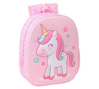 Safta Unicorn 3D-Schulrucksack mit 3D-Design, anpassbar an den Wagen, ideal für Kinder verschiedener Altersgruppen, bequem und vielseitig, Qualität und Widerstandsfähigkeit, 27 x 10 x 33 cm, hellrosa