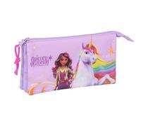 safta Unicorn Academy Federmäppchen für Kinder, ideal für Kinder im Schulalter, bequem und vielseitig, Qualität und Widerstandsfähigkeit, 22 x 3 x 12 cm, Lila, M, Lässig