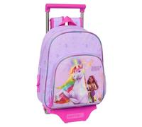 safta Unicorn Academy Kinderrucksack mit Trolley 705, ideal für Kinder verschiedener Altersgruppen, bequem und vielseitig, Qualität und Widerstandsfähigkeit, 28 x 10 x 34 cm, Lila, M, Casual
