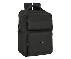 safta Unisex Kinder Rucksack für Laptop 15,6 Zoll und USB mit 2 Taschen Sevilla FC Premium, 310 x 130 x 440 mm, Schwarz, Estándar