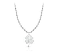SAGA GIOIELLI® Damen-Halskette Kleeblatt Glücksbringer Stahl, m, Edelstahl, Kein Edelstein