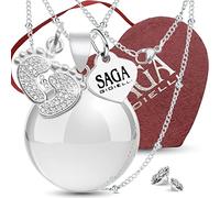SAGA GIOIELLI - Halskette Engelsrufer Schwangerschaft, Anhänger Erinnerung an die Engel Schwangerschaft, Geschenkideen für schwangere Frauen als Glücksbringer, Geschenk für werdende Mütter, m
