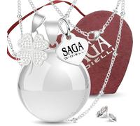 SAGA GIOIELLI - Halskette Engelsrufer Schwangerschaft Kette mit Klangkugel und Engel-Anhänger, Glücksbringer, Geschenkidee für schwangere Frauen als Glücksbringer, Geschenk für werdende Mutter