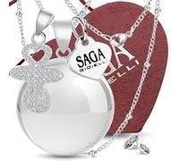 SAGA GIOIELLI® Halskette mit Engelsrufer, Klangkugel, Charm mit Schnuller mit Kristallen