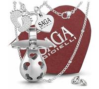 SAGA GIOIELLI® Halskette ruft Engel Bola Mesikanische Schnuller Füße Kristalle, MODELLO, Edelstahl, Kein Edelstein