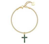 S'Agapõ Damen-Armband aus Stahl mit Kreuz-Symbol | Kollektion Dazzly - SDZ81, 185mm, Edelstahl, Kristall