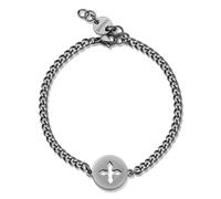 S'Agapõ Herrenarmband aus Stahl mit Kreuzsymbol | Kollektion Rebel - SRB16, 210mm, Edelstahl