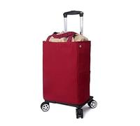 SAGELSHN Einkaufstrolley Kompakter Faltbarer Trolley-Einkaufswagen Mit 5 Lenkrollen, Abnehmbar, Strapazierfähig, Leichtes Gewicht, Aus Aluminiumlegierung Einkaufswagen Fahrbare(Rood)