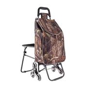 SAGELSHN Einkaufstrolley Kompakter Multifunktionaler Gepäckwagen, Zusammenklappbarer Einkaufswagen, wasserdichte, Mit Blättern Bedruckte Oxford-Stofftasche Dreirädern Einkaufswagen Fahrbare