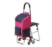 SAGELSHN Einkaufstrolley Kompakter Oxford Tuch Einkaufswagen Mit Abnehmbarer Tasche Multifunktionale Gepäck Warenkorb Treppensteigen Einkaufswagen Fahrbare(Rood)