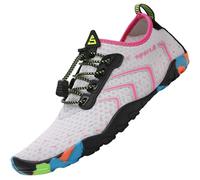 SAGUARO Badeschuhe Damen Herren Wasserschuhe Schwimmschuhe Schnelltrocken Aquaschuhe Strandschuhe Leicht Neoprenschuhe Surfschuhe rutschfeste Tauchschuhe Wassersportschuhe Stil 3:Rose Red Gr.35 EU
