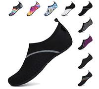 SAGUARO Badeschuhe Damen Wasserschuhe Herren Atmungsaktiv Strandschuhe für Yoga Aquaschuhe Frauen Surfschuhe Männer Sommer Strand Garten Wassersport Surfen Beach Pechschwarz 36/37 EU