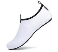 SAGUARO Badeschuhe Damen Wasserschuhe Herren Schwimmschuhe Leicht rutschfest Strandschuhe Sommer Schnell Trocknend Aquaschuhe, Gänseblümchen weiß 42/43EU