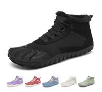 SAGUARO Barfuss Schuhe Damen Winter Barfußschuhe Damen Wasserabweisend Barfuß Winterschuhe Warm Gefüttert Winterstiefel Schwarz, Gr.41