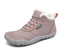SAGUARO Barfußschuhe Damen Winter Gefüttert Winterschuhe Barfusschuhe Warm rutschfest Winterstiefel Wasserabweisend Outdoor Winter Boots Rosa,EU GR.39