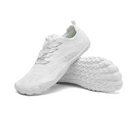 SAGUARO Barfußschuhe Herren Barfuss Schuhe Damen Barfussschuhe Zehenschuhe Outdoor & Indoor Fitnessschuhe rutschfest Traillaufschuhe Barefoot Shoes mit Zero-Drop Solhe Weiß,Gr.46