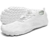 SAGUARO Barfußschuhe Herren Damen Traillaufschuhe Outdoor & Indoor Training Fitnessschuhe Wander Wald Strand Straße Laufschuhe Walkingschuhe Schnell Trocknend Badeschuhe, Weiß, 45 EU
