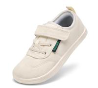SAGUARO Barfussschuhe Kinder Barfußschuhe Hausschuhe Hallenschuhe Mädchen Barfuß Sneaker Turnschuhe Sportschuhe Atmungsaktiv Leicht Breite Kinderschuhe für Indoor & Outdoor Cremefarben,Gr.33