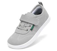 SAGUARO Barfussschuhe Kinder Barfußschuhe Hausschuhe Hallenschuhe Mädchen Barfuß Sneaker Turnschuhe Sportschuhe Atmungsaktiv Leicht Breite Kinderschuhe für Indoor & Outdoor Hellgrau,Gr.25