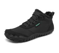 SAGUARO Barfußschuhe Winter Herren Winterschuhe Damen Gefüttert Winterstiefel Warm Barfusschuhe Wasserabweisend Schneestiefel Outdoor Winterboots Schwarz,EU GR.48