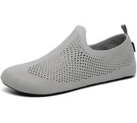 SAGUARO Hausschuhe Damen Herren Hüttenschuhe Atmungsaktiv Leicht Pantoffeln Rutschfest Bequem Schlappen Home Flache Geschlossene Slippers, Grau 44/45EU