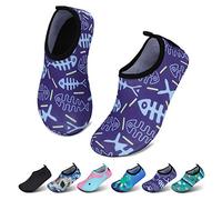SAGUARO Kinder Badeschuhe Jungen Aquaschuhe Mädchen Schnell Trocknend Strandschuhe Atmungsaktiv Wasserschuhe Surf Yoga Neoprenschuhe,Blau Fischgräte,Gr.22/23 EU