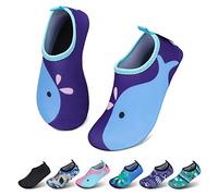 SAGUARO Kinder Badeschuhe Jungen Aquaschuhe Mädchen Schnell Trocknend Strandschuhe Atmungsaktiv Wasserschuhe Surf Yoga Neoprenschuhe,Blau Delfine,Gr.34/35 EU