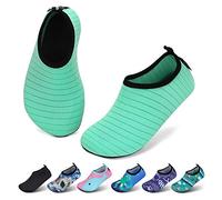 SAGUARO Kinder Badeschuhe Jungen Aquaschuhe Mädchen Schnell Trocknend Strandschuhe Atmungsaktiv Wasserschuhe Surf Yoga Neoprenschuhe,hellgrün,Gr.26/27 EU