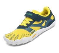 SAGUARO Kinder Barfußschuhe Jungen Atmungsaktiv Traillaufschuhe für Mädchen Sommer Unisex Zehenschuhe Outdoor rutschfest Freizeitschuhe Gelb 25 EU