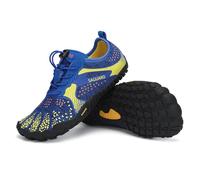 SAGUARO Kinder Barfußschuhe Jungen Badeschuhe Mädchen Trainingsschuhe Atmungsaktiv Zehenschuhe rutschfest Fitnessschuhe Blau A Gr.25