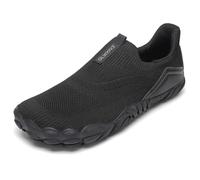 SAGUARO Knit Barfußschuhe Herren Barfussschuhe Damen Barfuß Schuhe Slip-On Barefoot Shoes Outdoor Zehenschuhe Fitnessschuhe rutschfest mit Zero Drop Sohle für Alltag,Pendeln,Walking Schwarz,Gr.46
