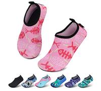 SAGUARO Mädchen Badeschuhe Kinder Aquaschuhe Jungen Schnell Trocknend Strandschuhe Atmungsaktiv Wasserschuhe Surf Yoga Neoprenschuhe,Pink Fischgräte,Gr.34/35 EU