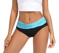 Sahunfri Bikini Hose Damen,High Waist Schwarz Brazilian Style mit Cross-Bauchkontroll Ruched Rippenmuster,Bikinihose Unterteil Bauchweg (DE/NL/SE/PL, Alphanumerisch, M, Regular, Regular, Stil A)