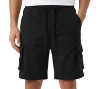 Sahunfri Herren Cargo Shorts Tactical, Utility 6-Pocket Premium Chino Halbhose für Outdoor & Urban Streetwear (DE/NL/SE/PL, Alphanumerisch, L, Regular, Regular, Schwarz)
