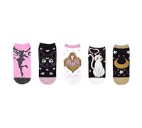 Sailor Moon Glitter Lowcut Socken (5 Paar) - Damen Sparkle Cosplay Geschenk No Show Socken - passend für Schuhgröße: 37-45 (Damen)