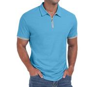 Sailwind Herren Poloshirts Kurze Ärmel Reißverschluss Muskel Fit T-Shirts Für Männer Erwachsene Bequeme Herren Tops (Blau, M)