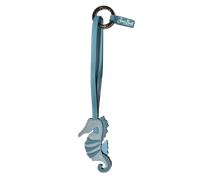 Saint Barth Bag Charm Leather Seahorse, Blau-Gold