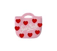 Saint Barth Crochet Bag Mini, Umhängetasche mit Heartpatches, Pink