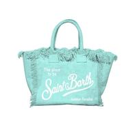 Saint Barth MC2 Colette Tasche aus Baumwoll-Leinwand, Wassergrün, Maße: 30 x 22 x 15 cm