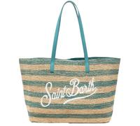 Saint Barth Raffia City Stripes, Shopper, Schultertasche, Türkis-Natur