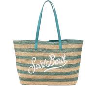 Saint Barth - Saint Barth Raffia City Stripes, Shopper, Schultertasche, Türkis-Natur