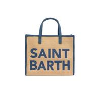 Saint Barth Vivian Mid Straw Handtasche, Umhängetasche, Natur-Denim