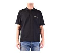 Saint Laurent - Schwarzer Pullover aus Baumwolle und Kalbsleder - - Tops - Herren - Schwarzk - S