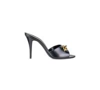 Saint Laurent Slipper & Pantoletten - Black Leather Mules With Gold Chain Links - Gr. 36 (EU) - in Grau - für Damen