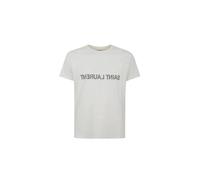 Saint Laurent - White Round-Neck T-Shirt With Tube Volume Silhouet - Größe XL - weiß